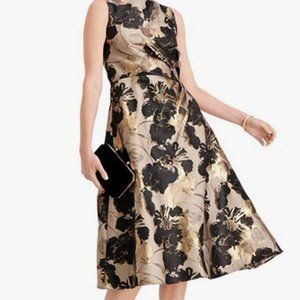 NWT - Adrianna Papell Women's Jewel Midi Fit + Flare Dress, Black/Gold Size 14